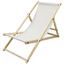 Gartenstuhl Strandliege Liegestuhl Sonnenliege Beige aus Holz klappbar