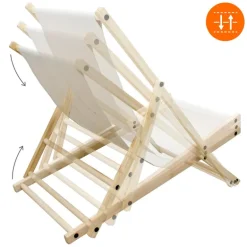 Gartenstuhl Strandliege Liegestuhl Sonnenliege Beige aus Holz klappbar