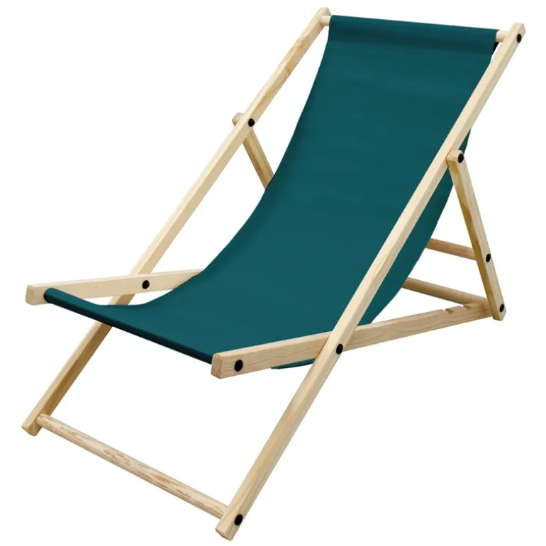 Gartenstuhl Strandliege Liegestuhl Sonnenliege Dunkelgrün aus Holz klappbar