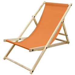 Gartenstuhl Strandliege Liegestuhl Sonnenliege Orange aus Holz klappbar