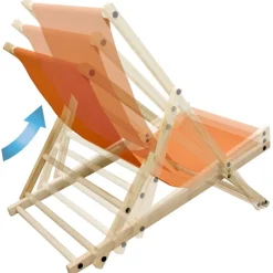 Gartenstuhl Strandliege Liegestuhl Sonnenliege Orange aus Holz klappbar