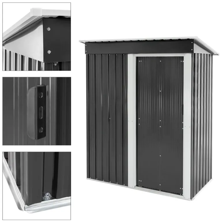 Gerätehaus 150x184x76 cm Grau aus Metall ML-Design