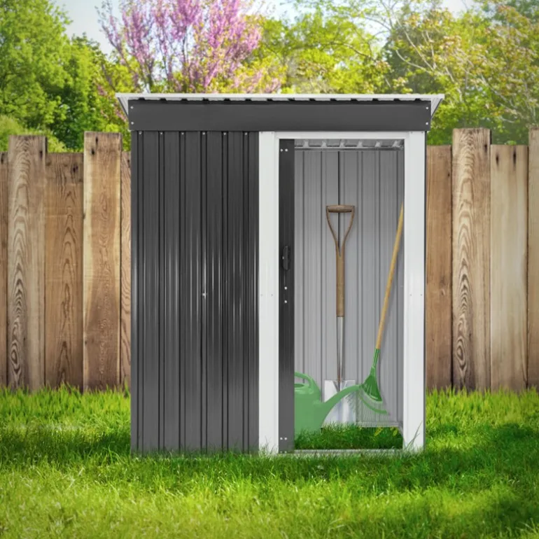 Gerätehaus 150x184x76 cm Grau aus Metall ML-Design