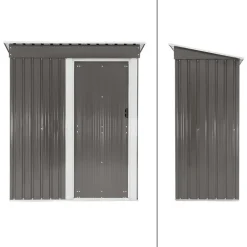 Gerätehaus 150x184x76 cm Hellgrau aus Metall ML-Design