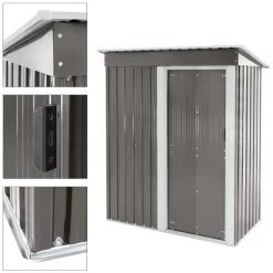 Gerätehaus 150x184x76 cm Hellgrau aus Metall ML-Design