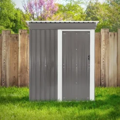 Gerätehaus 150x184x76 cm Hellgrau aus Metall ML-Design