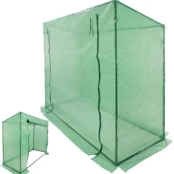 Gewächshaus mit Gitternetzfolie und Tür 200x79x168 cm Grün