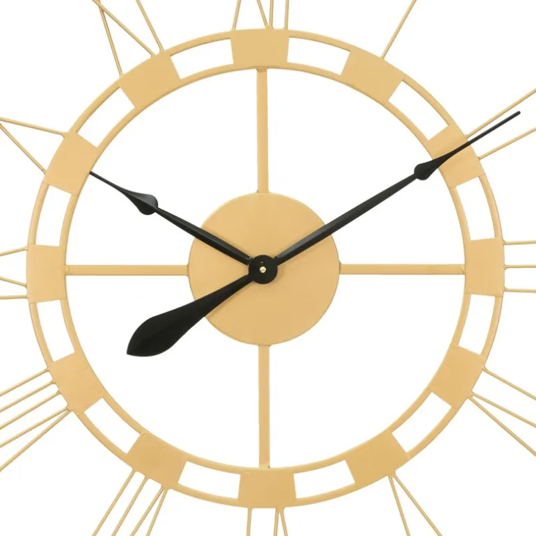 Große Wanduhr Ø 85 cm Altgold aus Eisen mit römischen Ziffern WOMO-Design