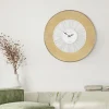 Große Wanduhr Ø 85 cm Weiß/Natur aus Holz mit römischen Ziffern WOMO-Design