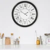 Große Wanduhr Ø 71 cm Weiß/Schwarz aus Holz mit römischen Ziffern WOMO-Design
