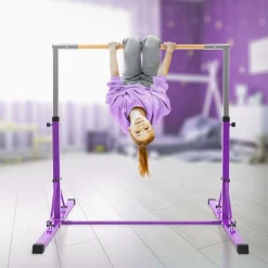 Gymnastik Turnreck faltbar, Lila, Gymnastikstange für Kinder, Reckstange höhenverstellbar 95,5-150 cm Hauki