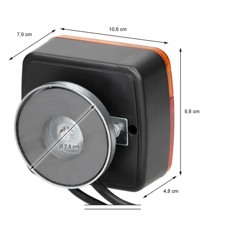 Halogen Anhänger Rückleuchten mit Magneten 12V verkabelt mit 7-poligem Stecker
