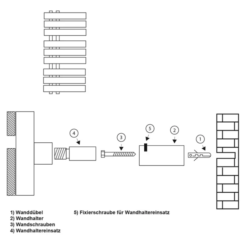Halterung für Designheizkörper Weiß für gerade Modelle LuxeBath