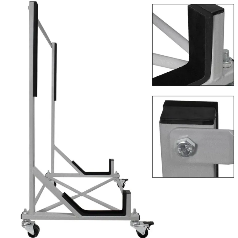 Hardtopständer mit 4 feststellbaren Rollen Silber aus Stahl und Hardtop Cover