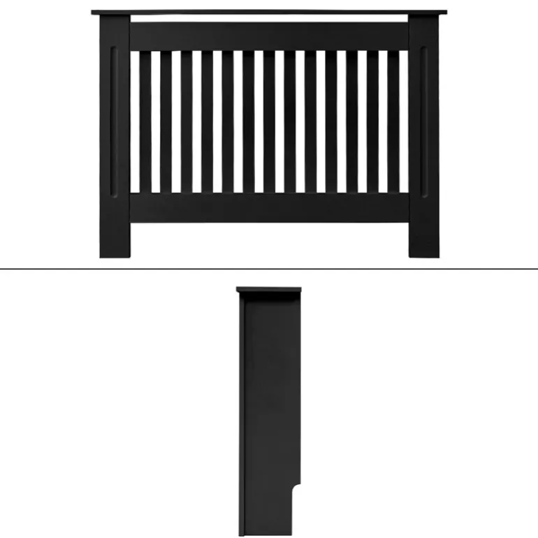 Heizkörperverkleidung 112x19x82 cm Landhaus Schwarz aus MDF