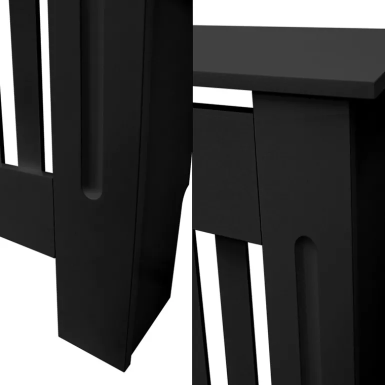 Heizkörperverkleidung 112x19x82 cm Landhaus Schwarz aus MDF