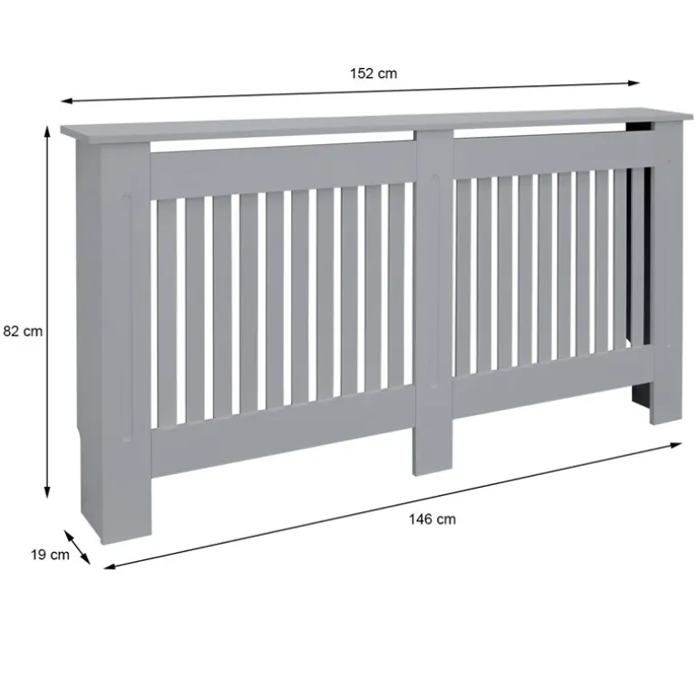 Heizkörperverkleidung 152x19x82 cm Landhaus Grau aus MDF ML-Design