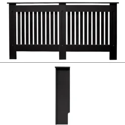 Heizkörperverkleidung 152x19x82 cm Landhaus Schwarz aus MDF