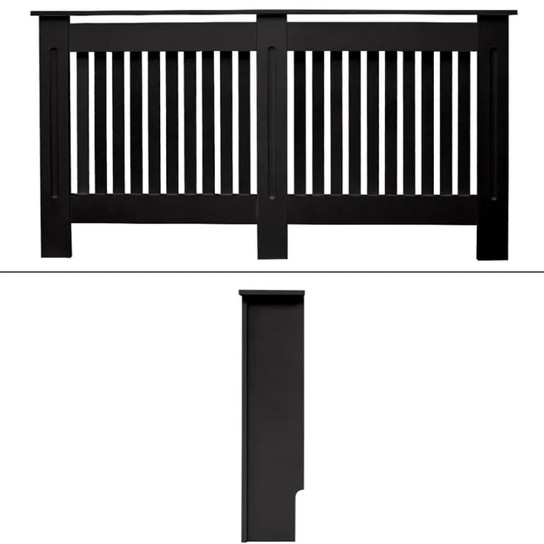 Heizkörperverkleidung 152x19x82 cm Landhaus Schwarz aus MDF