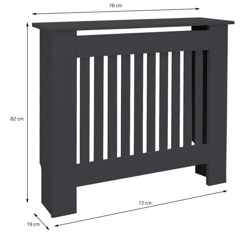 Heizkörperverkleidung 78x19x82 cm Landhaus Anthrazit aus MDF ML-Design