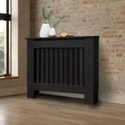 Heizkörperverkleidung 78x19x82 cm Landhaus Schwarz aus MDF