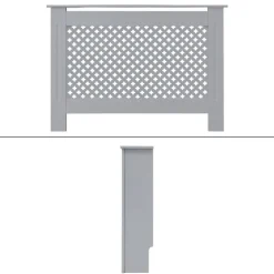 Heizkörperverkleidung 112x19x82 cm Raute Grau aus MDF ML-Design