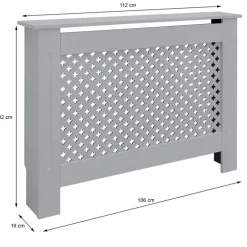 Heizkörperverkleidung 112x19x82 cm Raute Grau aus MDF ML-Design