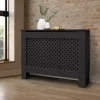 Heizkörperverkleidung 112x19x82 cm Raute Schwarz aus MDF