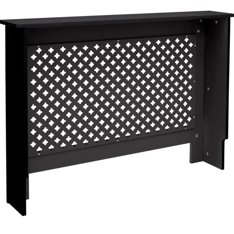 Heizkörperverkleidung 112x19x82 cm Raute Schwarz aus MDF