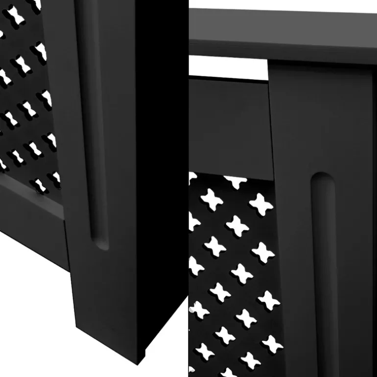 Heizkörperverkleidung 112x19x82 cm Raute Schwarz aus MDF