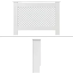 Heizkörperverkleidung 112x19x82 cm Raute Weiß aus MDF