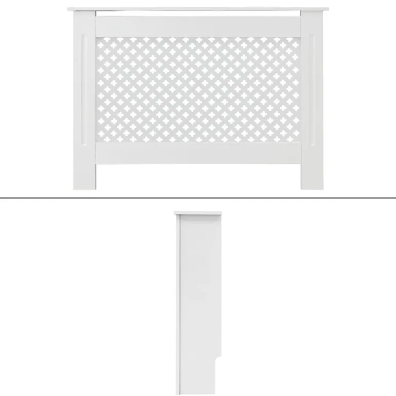 Heizkörperverkleidung 112x19x82 cm Raute Weiß aus MDF