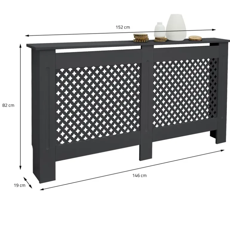 Heizkörperverkleidung 152x19x82 cm Raute Anthrazit aus MDF ML-Design