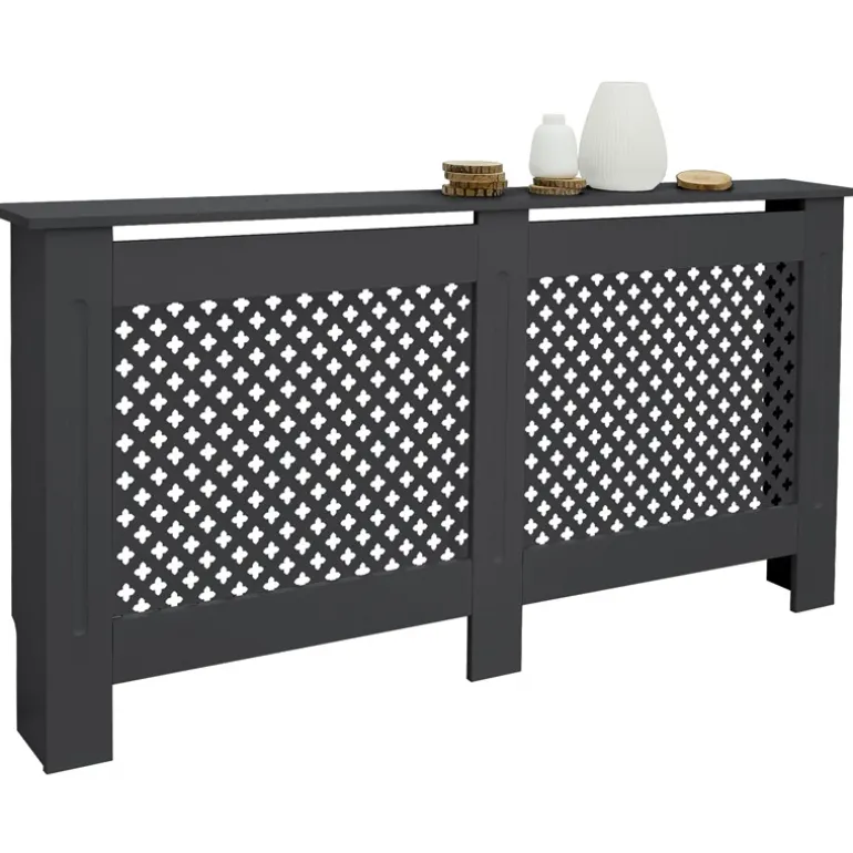 Heizkörperverkleidung 152x19x82 cm Raute Anthrazit aus MDF ML-Design