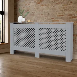 Heizkörperverkleidung 152x19x82 cm Raute Grau aus MDF ML-Design