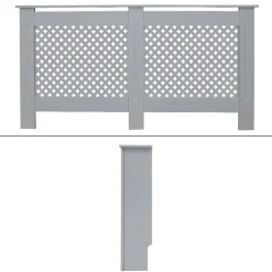 Heizkörperverkleidung 152x19x82 cm Raute Grau aus MDF ML-Design
