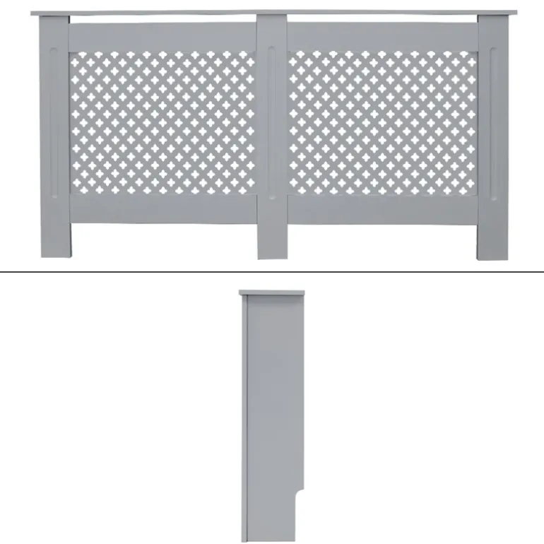Heizkörperverkleidung 152x19x82 cm Raute Grau aus MDF ML-Design