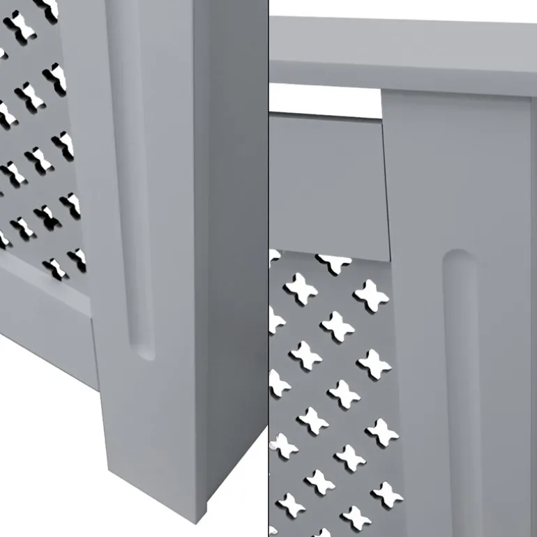 Heizkörperverkleidung 152x19x82 cm Raute Grau aus MDF ML-Design