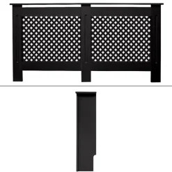 Heizkörperverkleidung 152x19x82 cm Raute Schwarz aus MDF