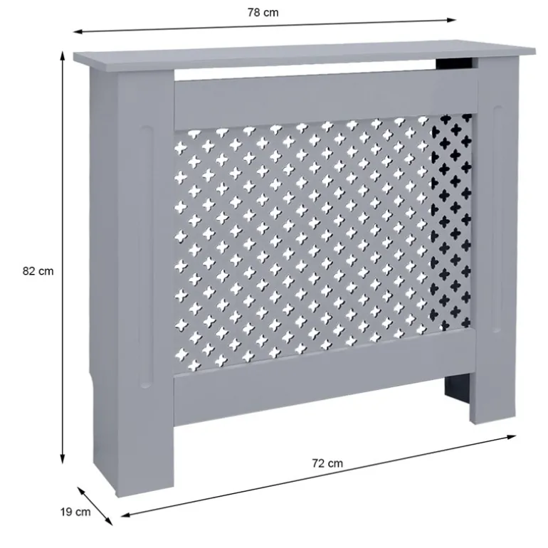 Heizkörperverkleidung 78x19x82 cm Raute Grau aus MDF ML-Design