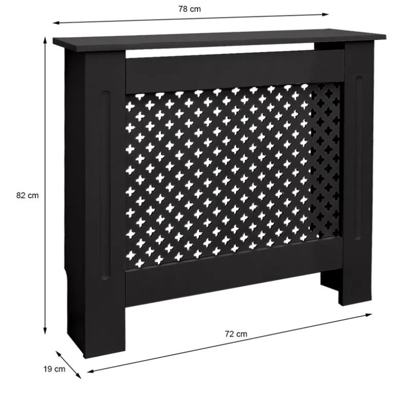 Heizkörperverkleidung 78x19x82 cm Raute Schwarz aus MDF