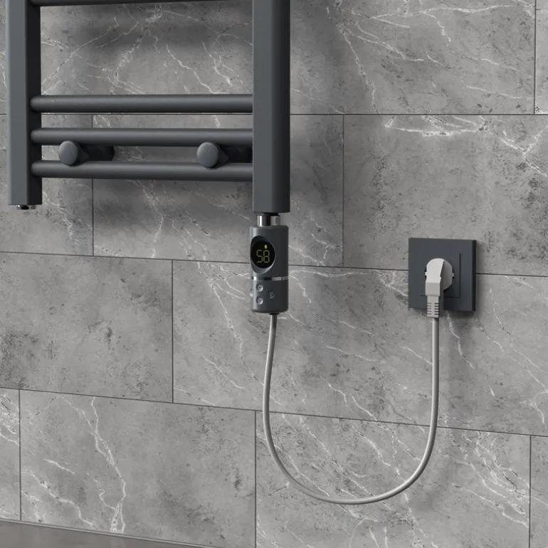 Heizstab 600W Anthrazit mit Thermostat und LCD Bildschirm LuxeBath