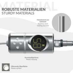 Heizstab 600W Chrome mit Thermostat und LCD Bildschirm LuxeBath