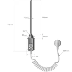 Heizstab 900W Chrome mit Thermostat für Badheizkörper LuxeBath