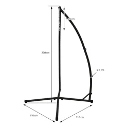 Hängesesselgestell 208 cm Schwarz aus Metall