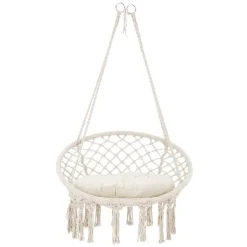 Hängesessel mit Sitzkissen Beige aus Baumwolle ML-Design