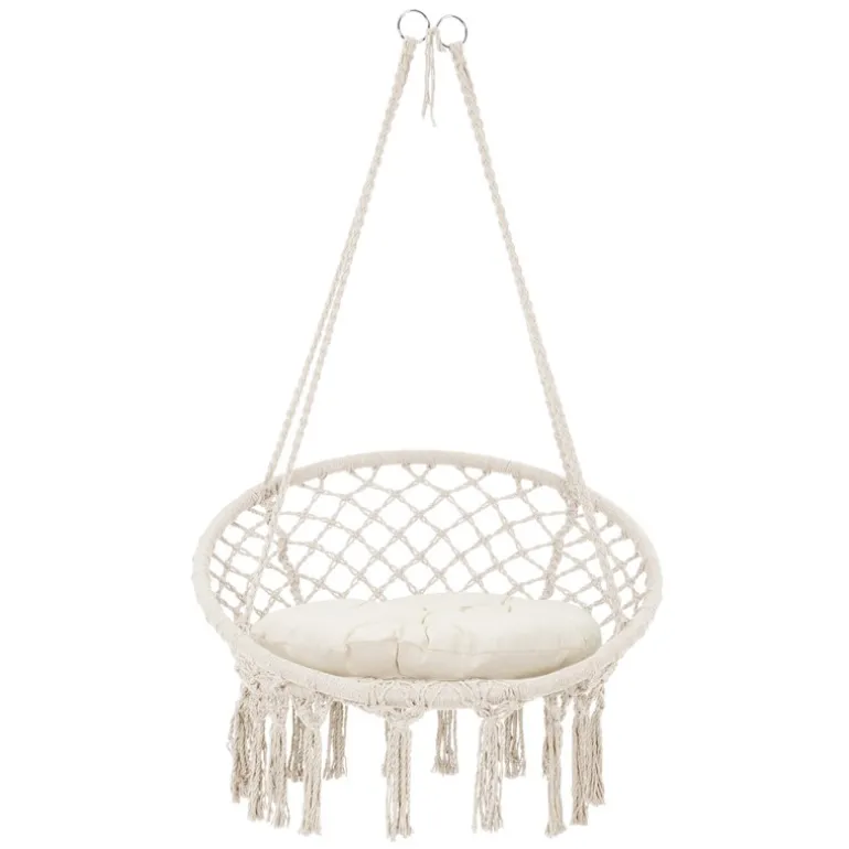Hängesessel mit Sitzkissen Beige aus Baumwolle ML-Design