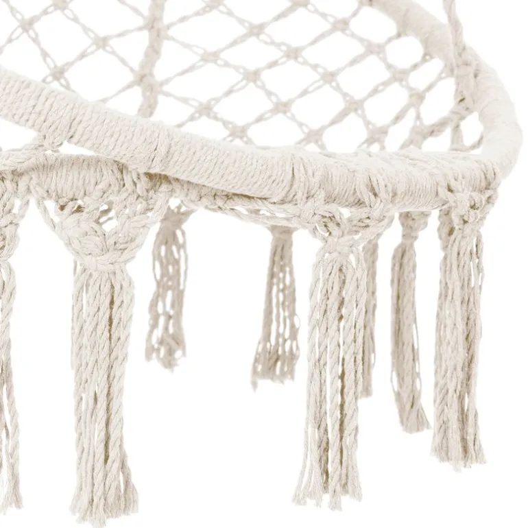 Hängesessel mit Sitzkissen Beige aus Baumwolle ML-Design