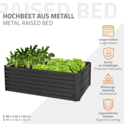 Hochbeet 90x60x30 cm Anthrazit aus Metall ML-Design