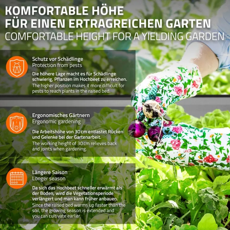 Hochbeet 90x90x30 cm Anthrazit aus Metall ML-Design